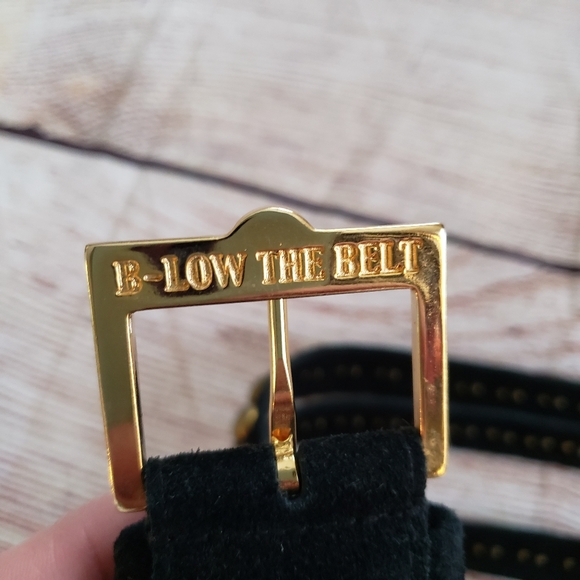 B-Low the Belt Gold Studded Black Leather Belt - Picture 8 of 9